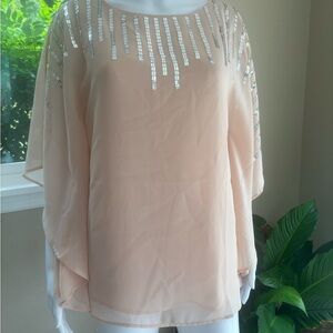 Elegant Peach Sequin Women's Top